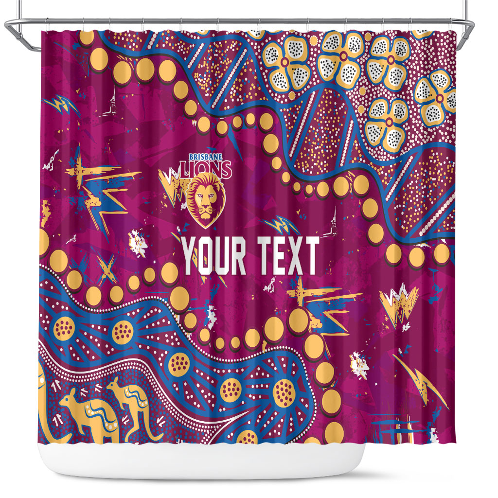 Personalized Brisbane Lions Shower Curtain Aboriginal Pattern with Graffiti Style