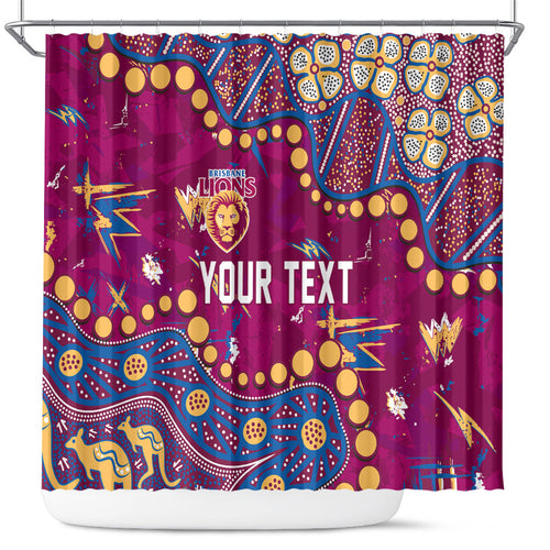 Personalized Brisbane Lions Shower Curtain Aboriginal Pattern with Graffiti Style