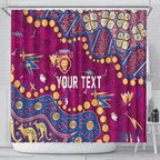 Personalized Brisbane Lions Shower Curtain Aboriginal Pattern with Graffiti Style