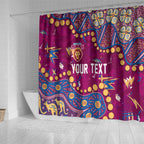 Personalized Brisbane Lions Shower Curtain Aboriginal Pattern with Graffiti Style