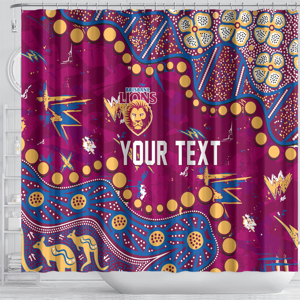 Personalized Brisbane Lions Shower Curtain Aboriginal Pattern with Graffiti Style