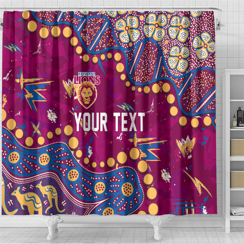 Personalized Brisbane Lions Shower Curtain Aboriginal Pattern with Graffiti Style
