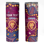 Personalized Brisbane Lions Skinny Tumbler Aboriginal Pattern with Graffiti Style