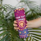 Personalized Brisbane Lions Skinny Tumbler Aboriginal Pattern with Graffiti Style