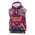 Personalized Brisbane Lions Sleeveless Hoodie Aboriginal Pattern with Graffiti Style