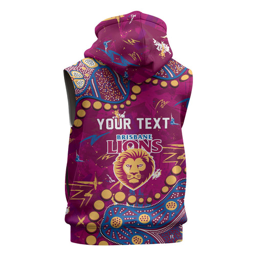 Personalized Brisbane Lions Sleeveless Hoodie Aboriginal Pattern with Graffiti Style