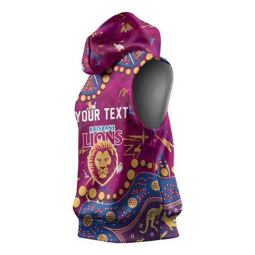 Personalized Brisbane Lions Sleeveless Hoodie Aboriginal Pattern with Graffiti Style