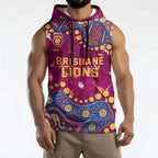 Personalized Brisbane Lions Sleeveless Hoodie Aboriginal Pattern with Graffiti Style