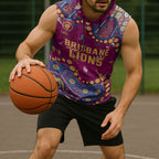 Personalized Brisbane Lions Sleeveless Hoodie Aboriginal Pattern with Graffiti Style