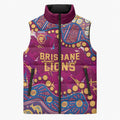 Personalized Brisbane Lions Sleeveless Puffer Jacket Aboriginal Pattern with Graffiti Style