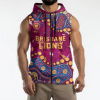 Personalized Brisbane Lions Sleeveless Zip Hoodie Aboriginal Pattern with Graffiti Style