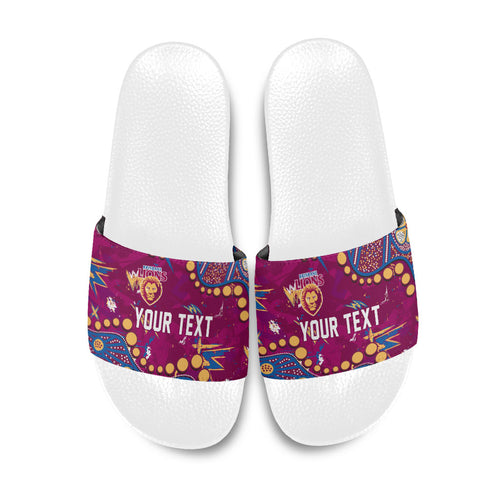 Personalized Brisbane Lions Slide Sandals Aboriginal Pattern with Graffiti Style