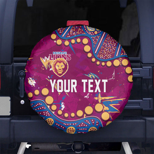 Personalized Brisbane Lions Spare Tire Cover Aboriginal Pattern with Graffiti Style