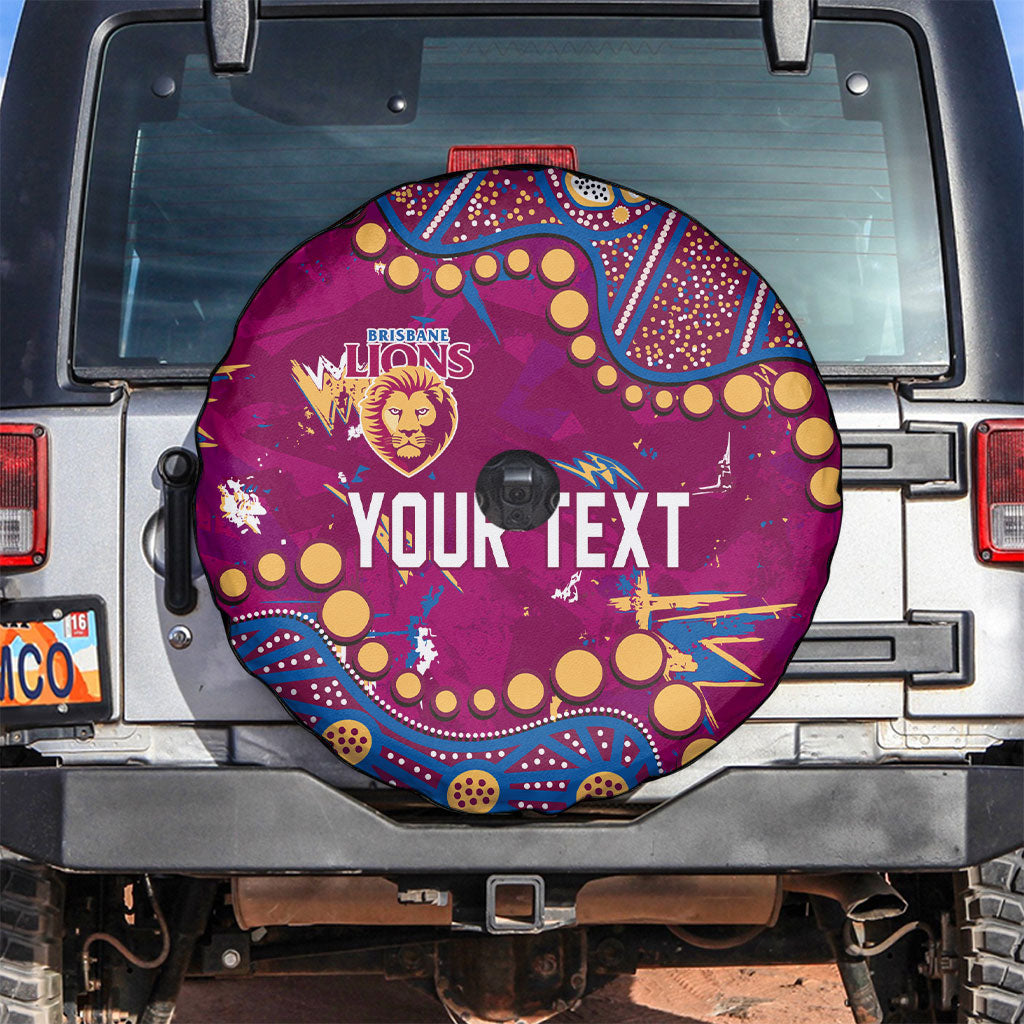 Personalized Brisbane Lions Spare Tire Cover Aboriginal Pattern with Graffiti Style