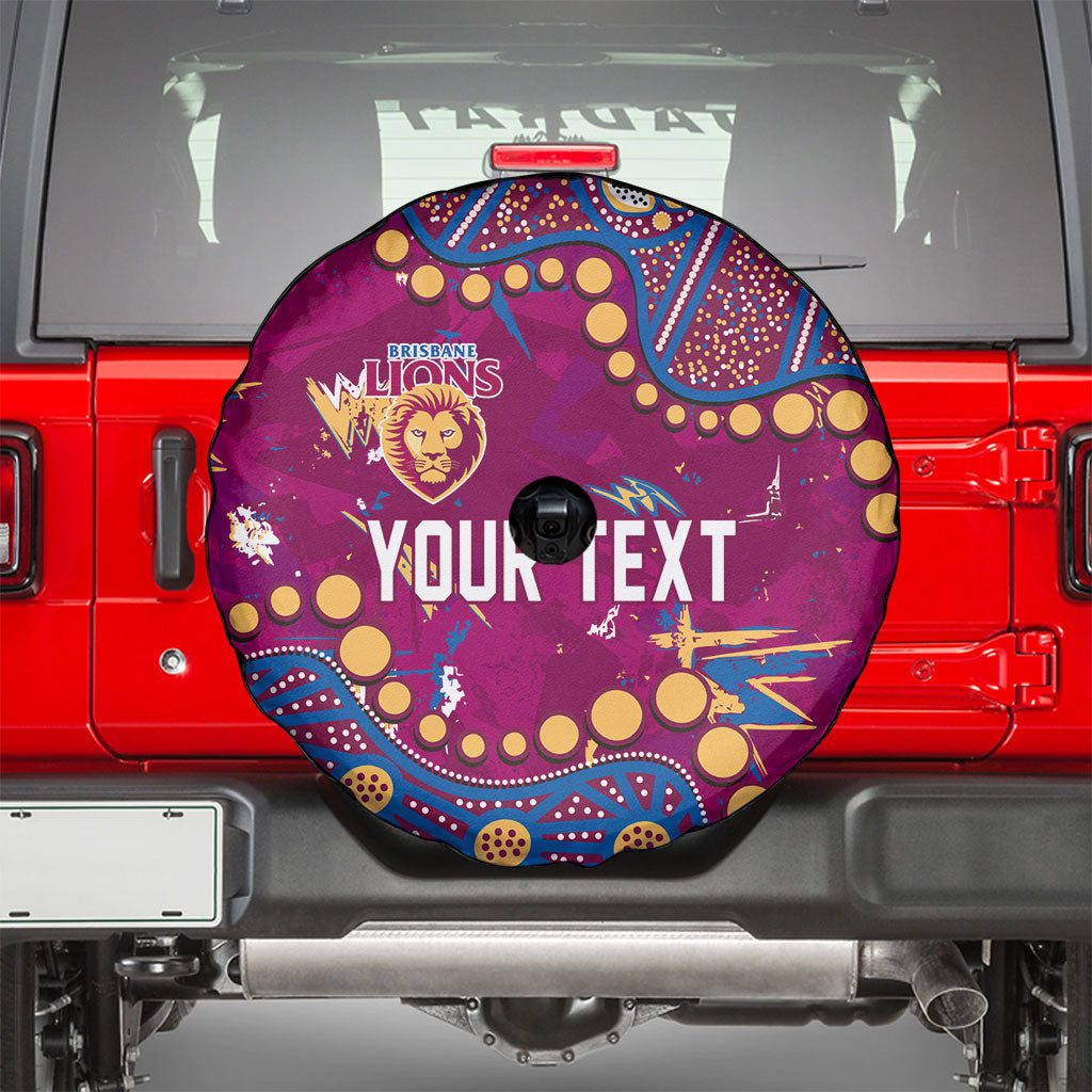 Personalized Brisbane Lions Spare Tire Cover Aboriginal Pattern with Graffiti Style