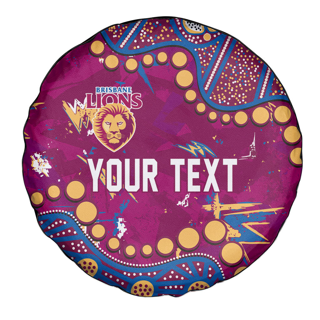 Personalized Brisbane Lions Spare Tire Cover Aboriginal Pattern with Graffiti Style