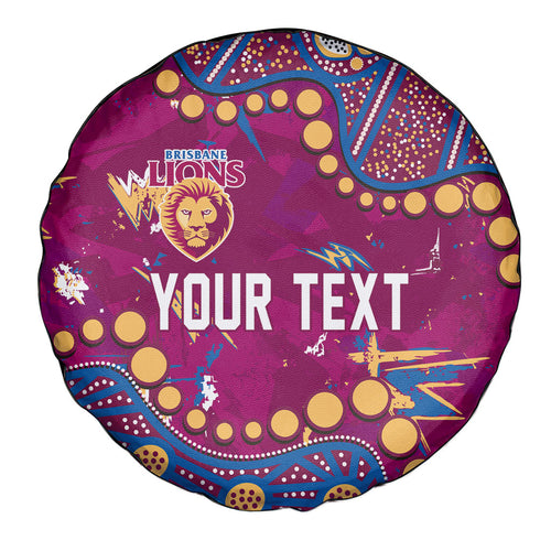 Personalized Brisbane Lions Spare Tire Cover Aboriginal Pattern with Graffiti Style