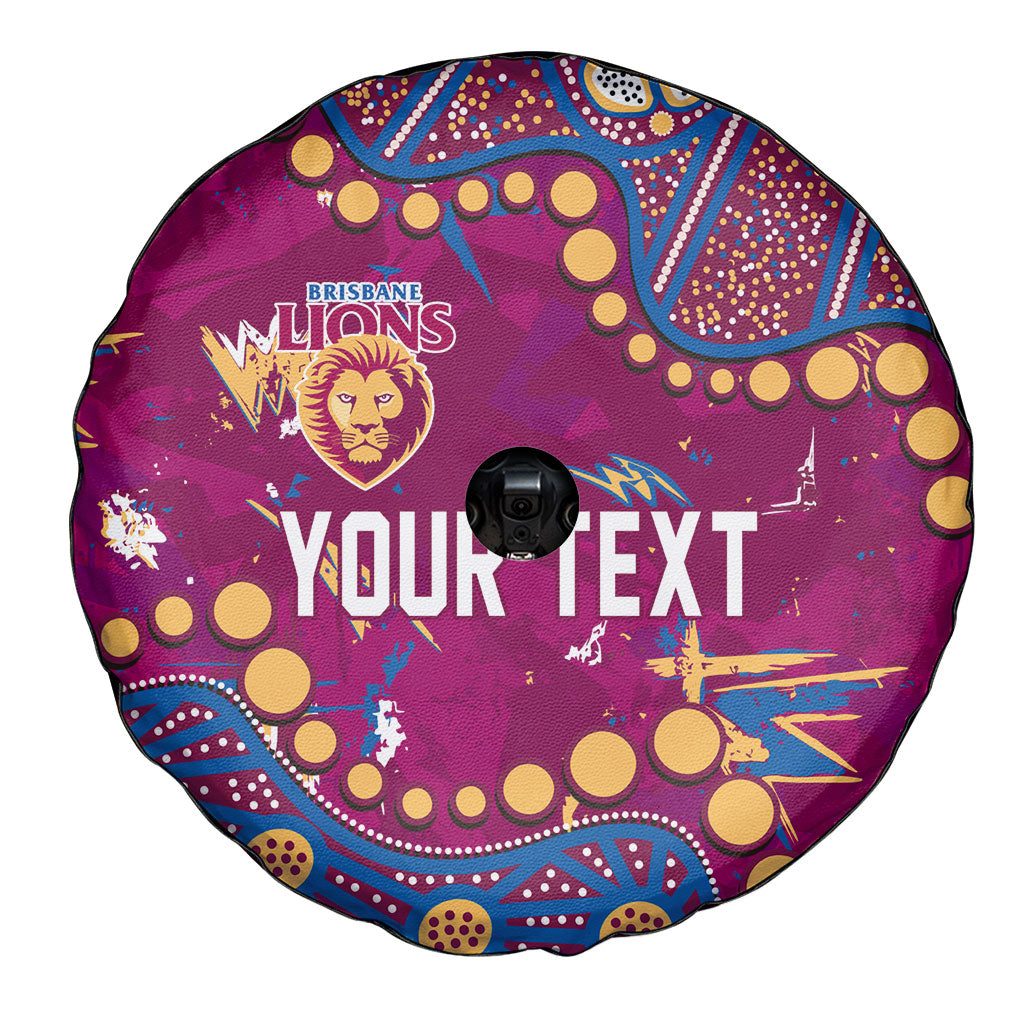 Personalized Brisbane Lions Spare Tire Cover Aboriginal Pattern with Graffiti Style