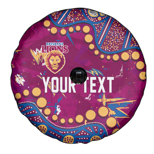 Personalized Brisbane Lions Spare Tire Cover Aboriginal Pattern with Graffiti Style