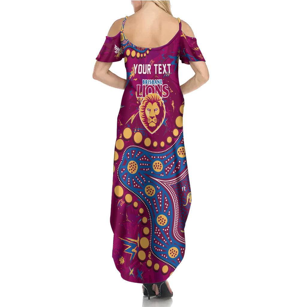 Personalized Brisbane Lions Summer Maxi Dress Aboriginal Pattern with Graffiti Style