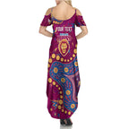 Personalized Brisbane Lions Summer Maxi Dress Aboriginal Pattern with Graffiti Style