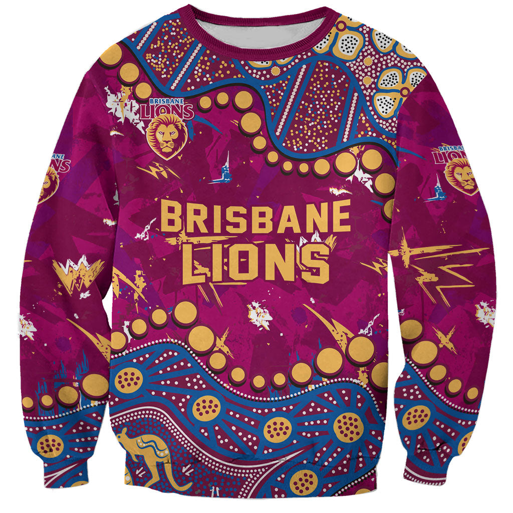 Personalized Brisbane Lions Sweatshirt Aboriginal Pattern with Graffiti Style