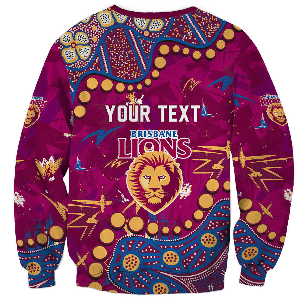 Personalized Brisbane Lions Sweatshirt Aboriginal Pattern with Graffiti Style