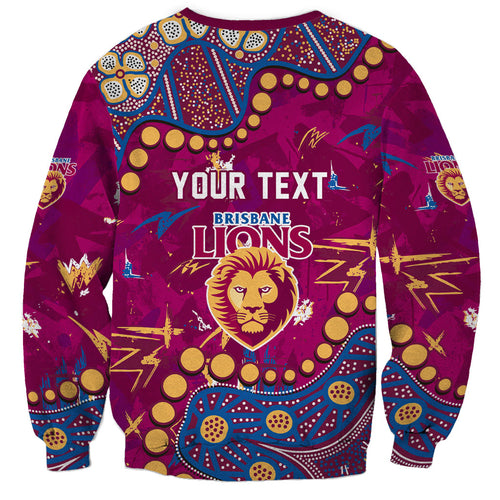 Personalized Brisbane Lions Sweatshirt Aboriginal Pattern with Graffiti Style