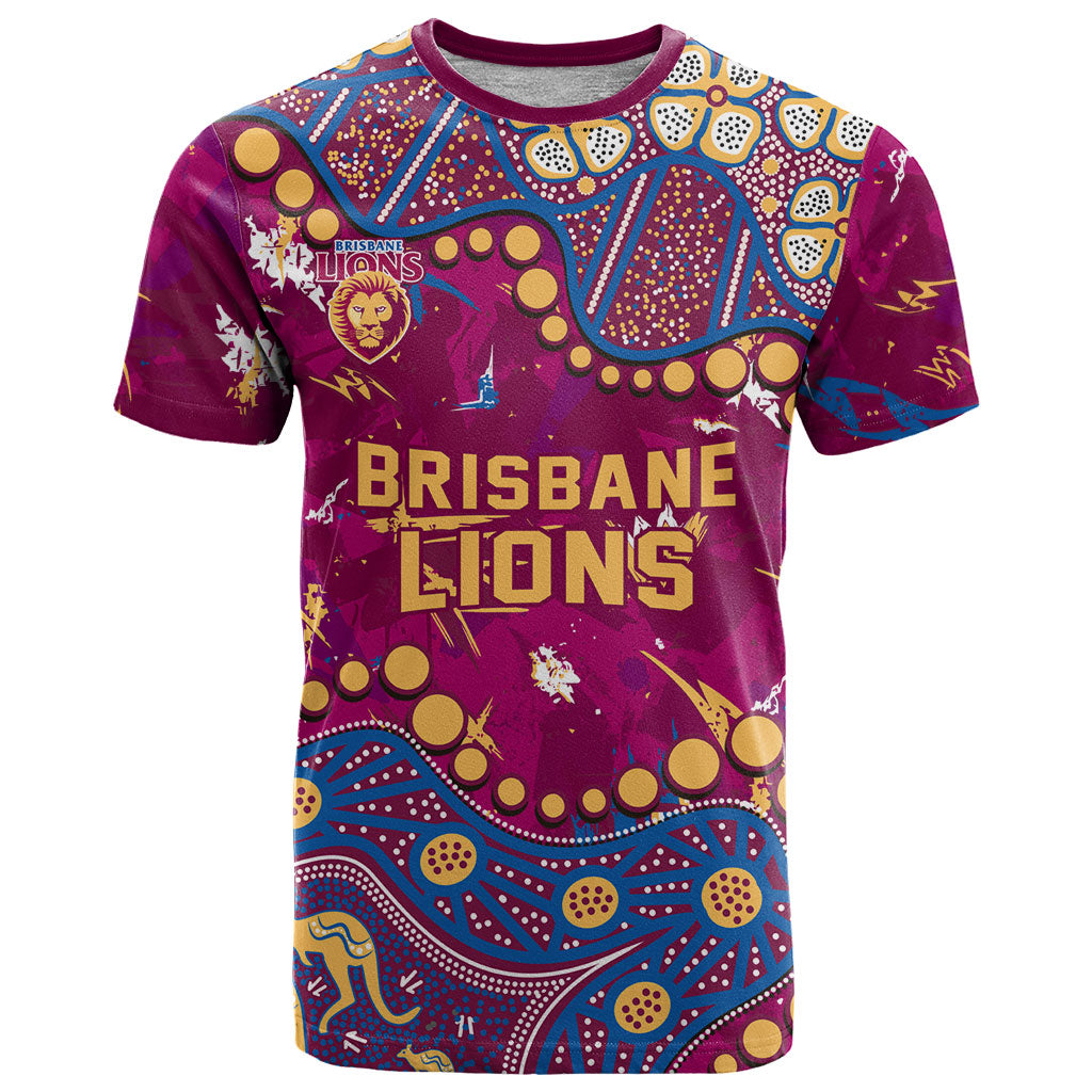 Personalized Brisbane Lions T Shirt Aboriginal Pattern with Graffiti Style