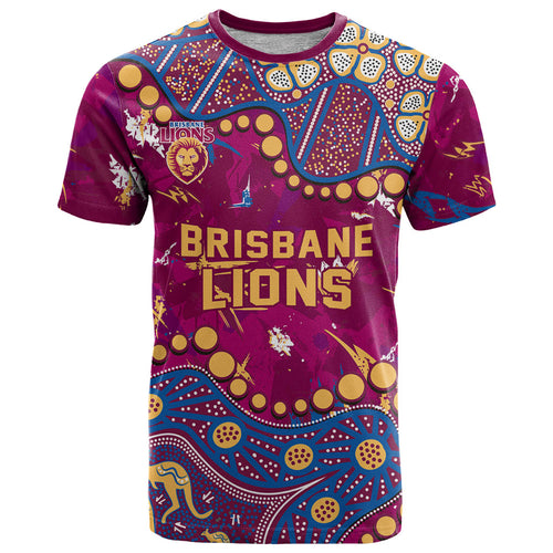 Personalized Brisbane Lions T Shirt Aboriginal Pattern with Graffiti Style