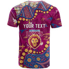 Personalized Brisbane Lions T Shirt Aboriginal Pattern with Graffiti Style