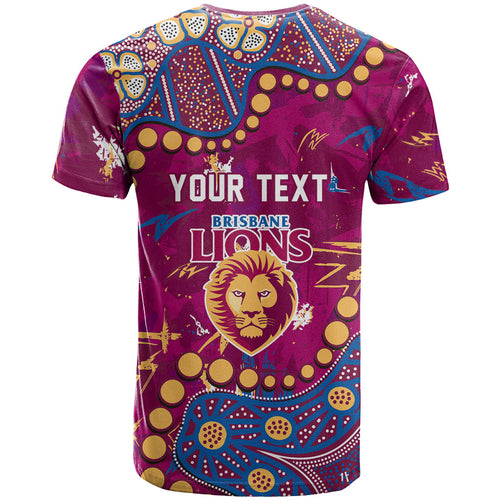Personalized Brisbane Lions T Shirt Aboriginal Pattern with Graffiti Style