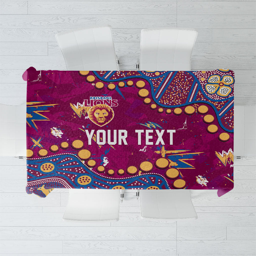 Personalized Brisbane Lions Tablecloth Aboriginal Pattern with Graffiti Style