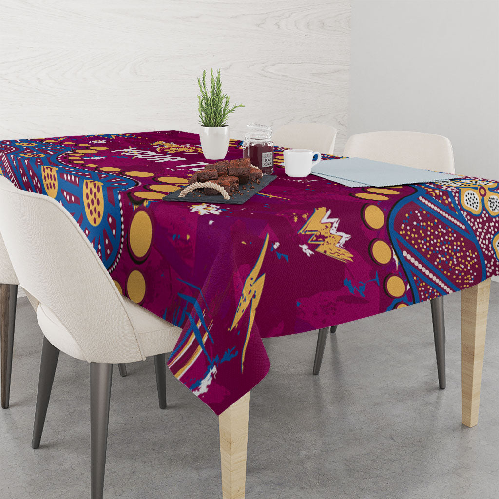 Personalized Brisbane Lions Tablecloth Aboriginal Pattern with Graffiti Style