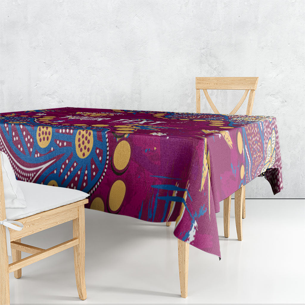 Personalized Brisbane Lions Tablecloth Aboriginal Pattern with Graffiti Style