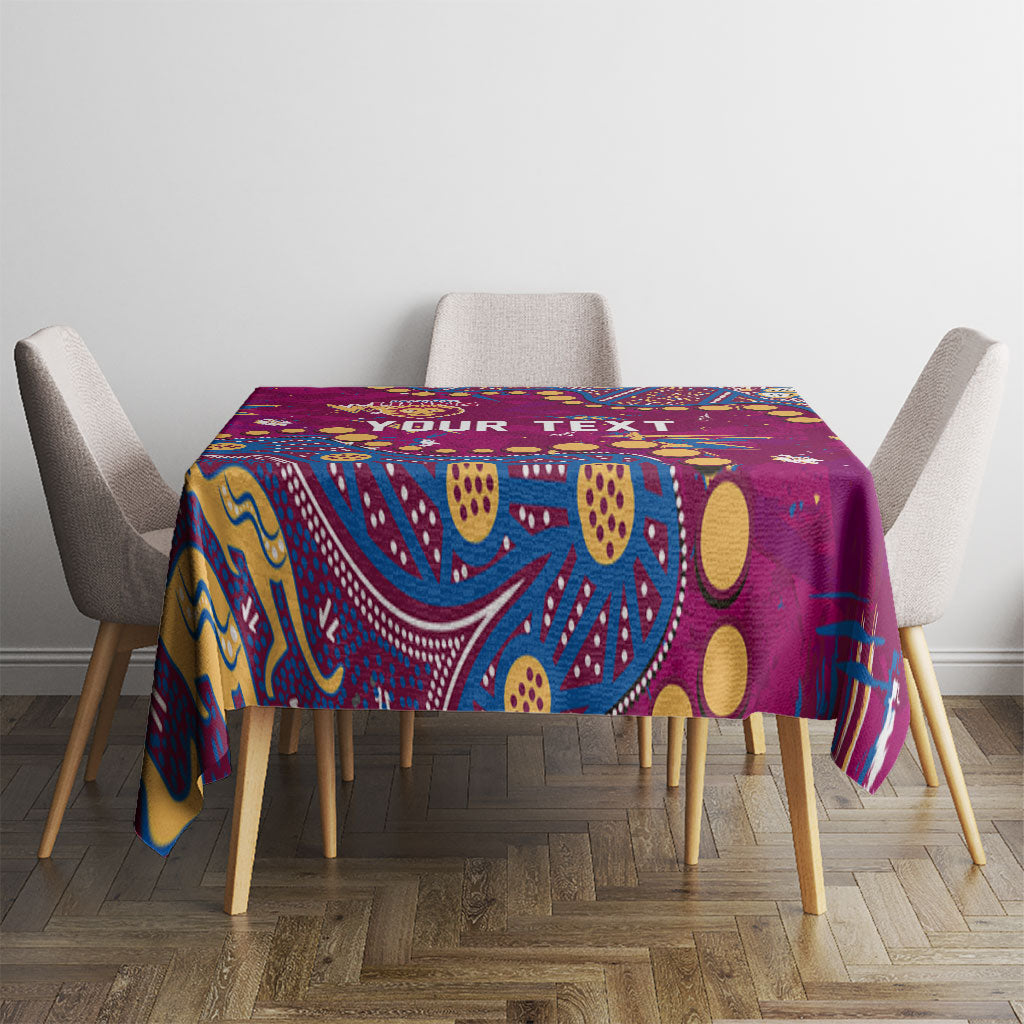 Personalized Brisbane Lions Tablecloth Aboriginal Pattern with Graffiti Style