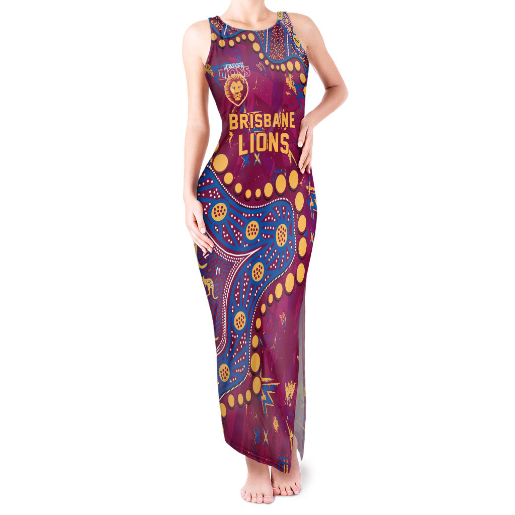 Personalized Brisbane Lions Tank Maxi Dress Aboriginal Pattern with Graffiti Style