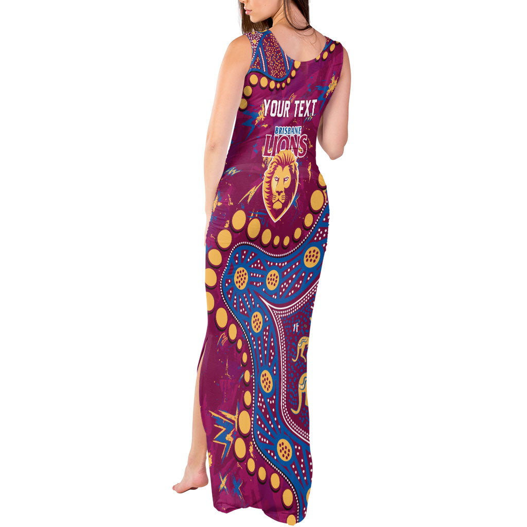Personalized Brisbane Lions Tank Maxi Dress Aboriginal Pattern with Graffiti Style
