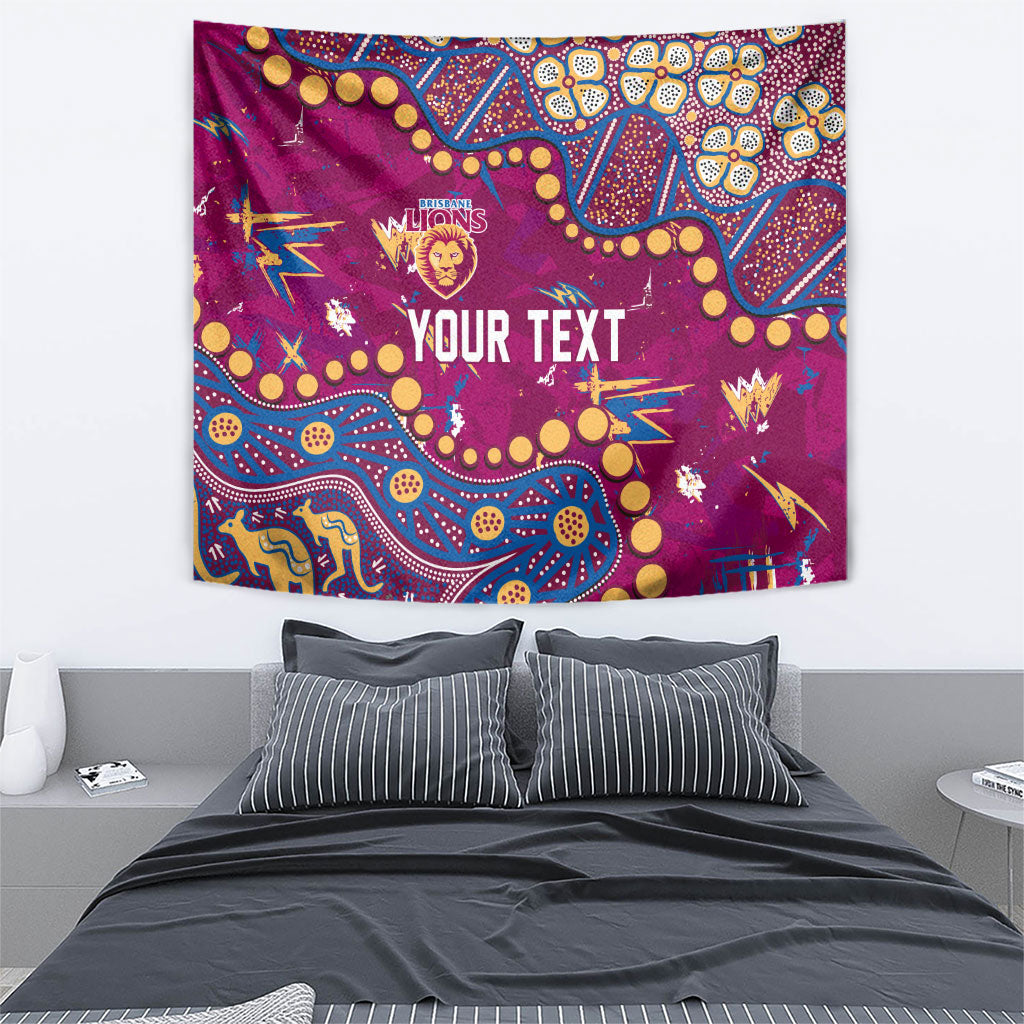Personalized Brisbane Lions Tapestry Aboriginal Pattern with Graffiti Style