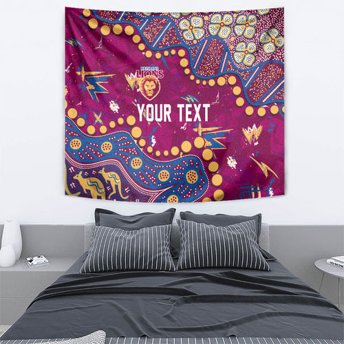 Personalized Brisbane Lions Tapestry Aboriginal Pattern with Graffiti Style