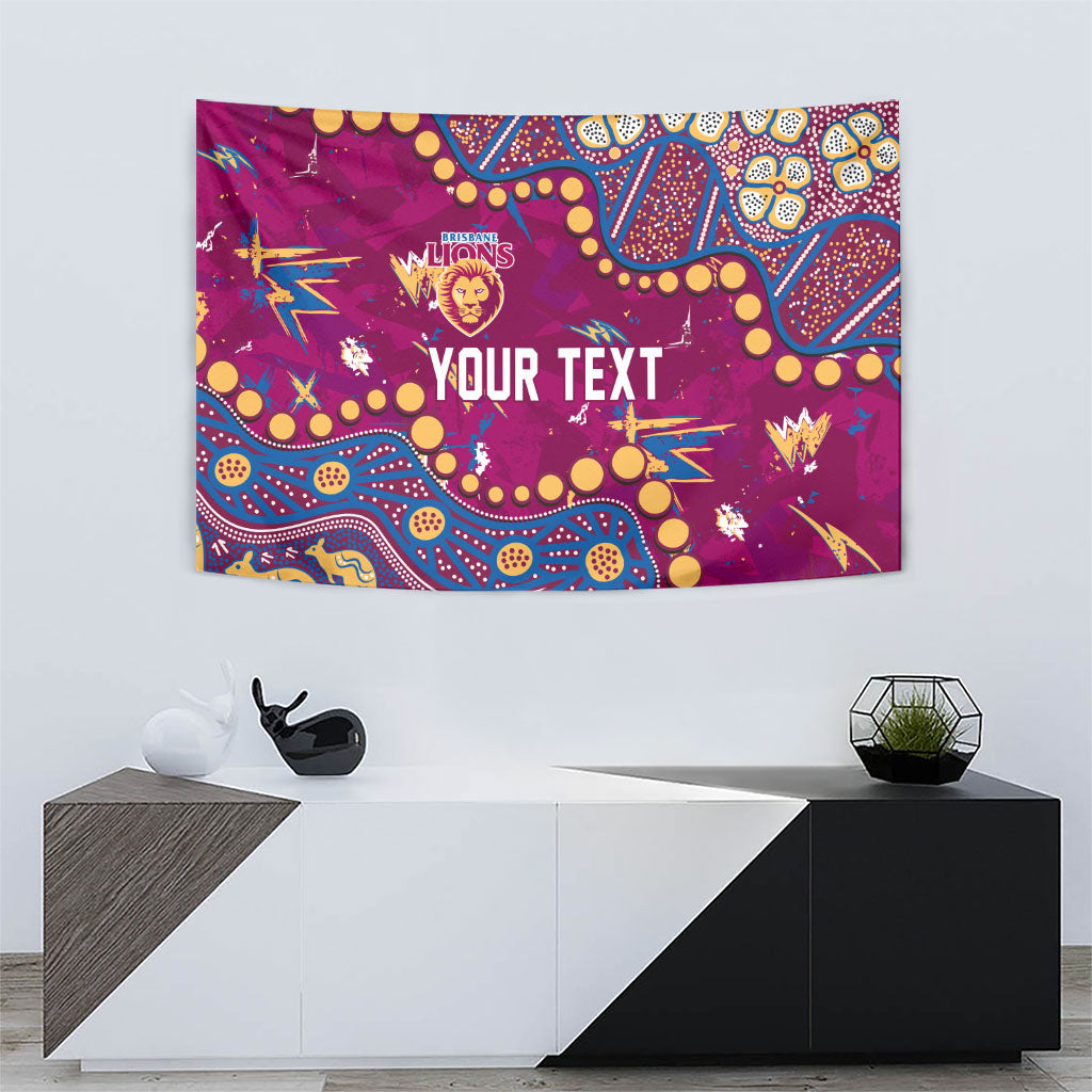 Personalized Brisbane Lions Tapestry Aboriginal Pattern with Graffiti Style