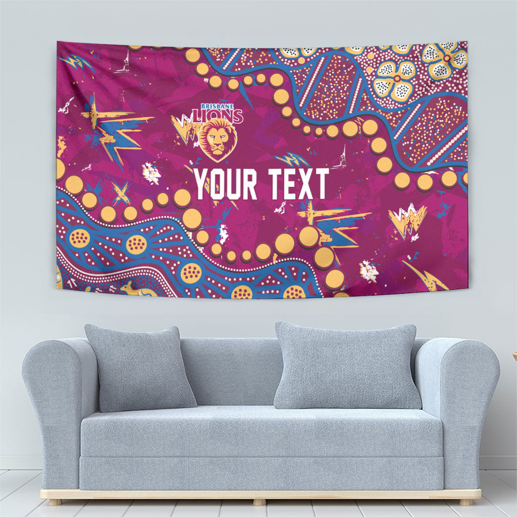 Personalized Brisbane Lions Tapestry Aboriginal Pattern with Graffiti Style
