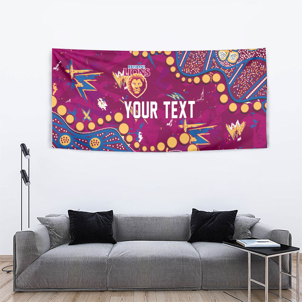 Personalized Brisbane Lions Tapestry Aboriginal Pattern with Graffiti Style