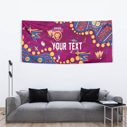 Personalized Brisbane Lions Tapestry Aboriginal Pattern with Graffiti Style