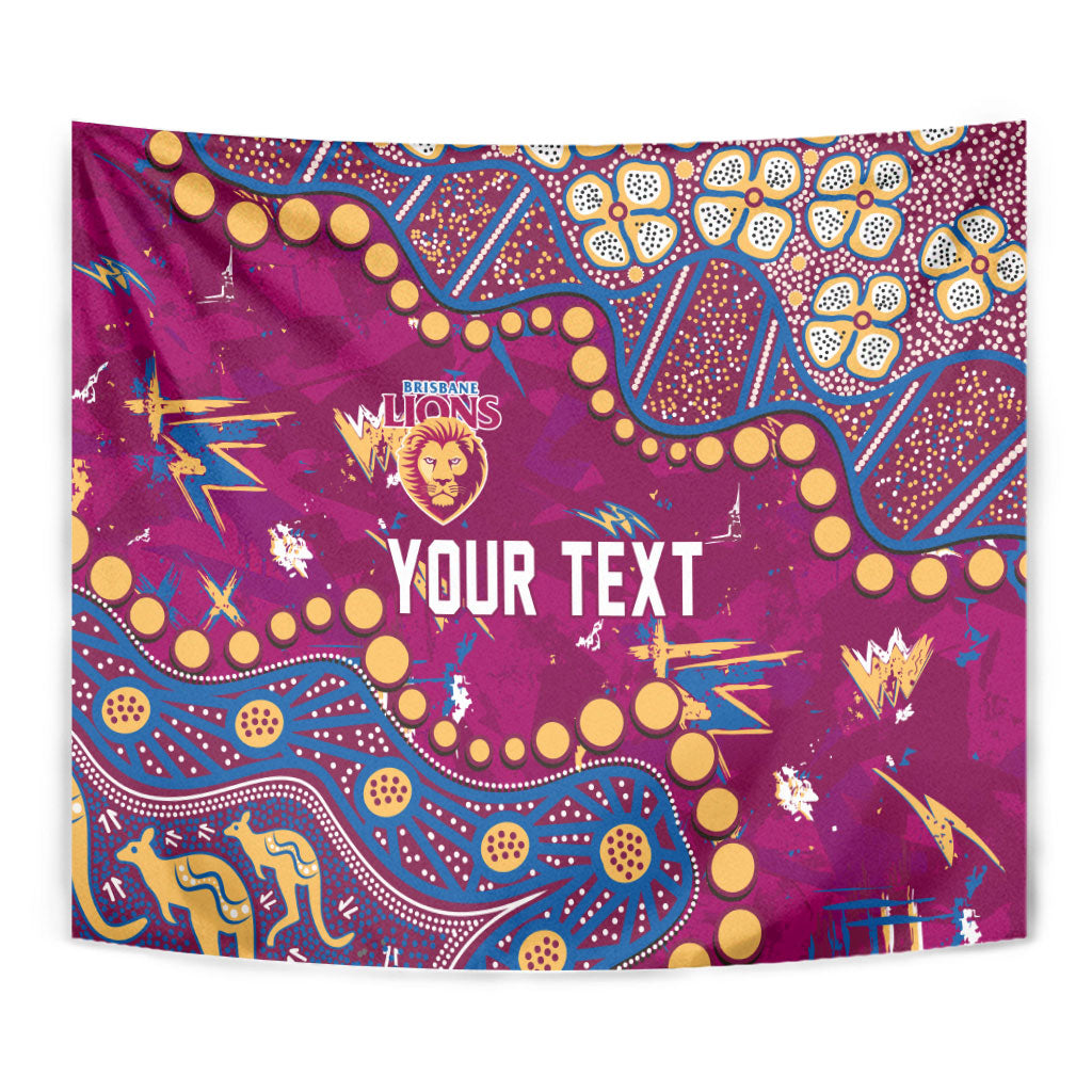 Personalized Brisbane Lions Tapestry Aboriginal Pattern with Graffiti Style