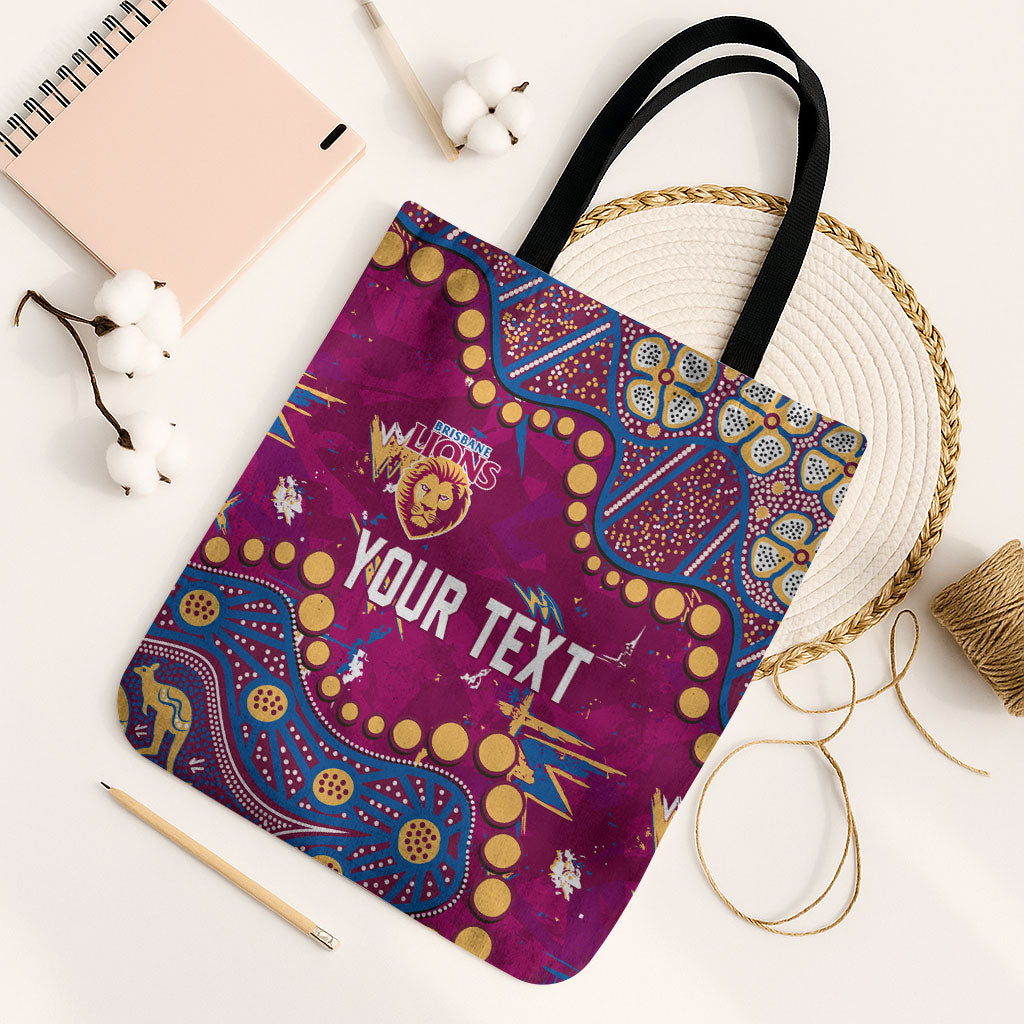 Personalized Brisbane Lions Tote Bag Aboriginal Pattern with Graffiti Style
