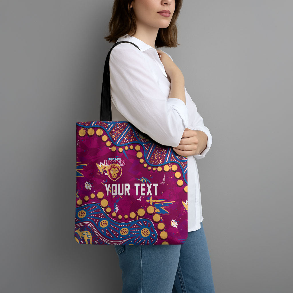 Personalized Brisbane Lions Tote Bag Aboriginal Pattern with Graffiti Style