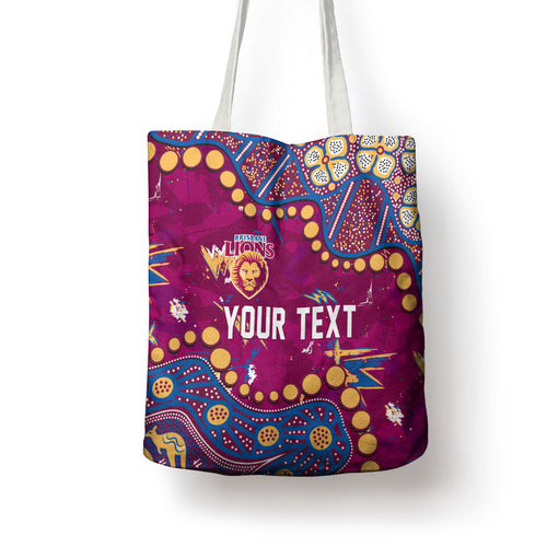 Personalized Brisbane Lions Tote Bag Aboriginal Pattern with Graffiti Style
