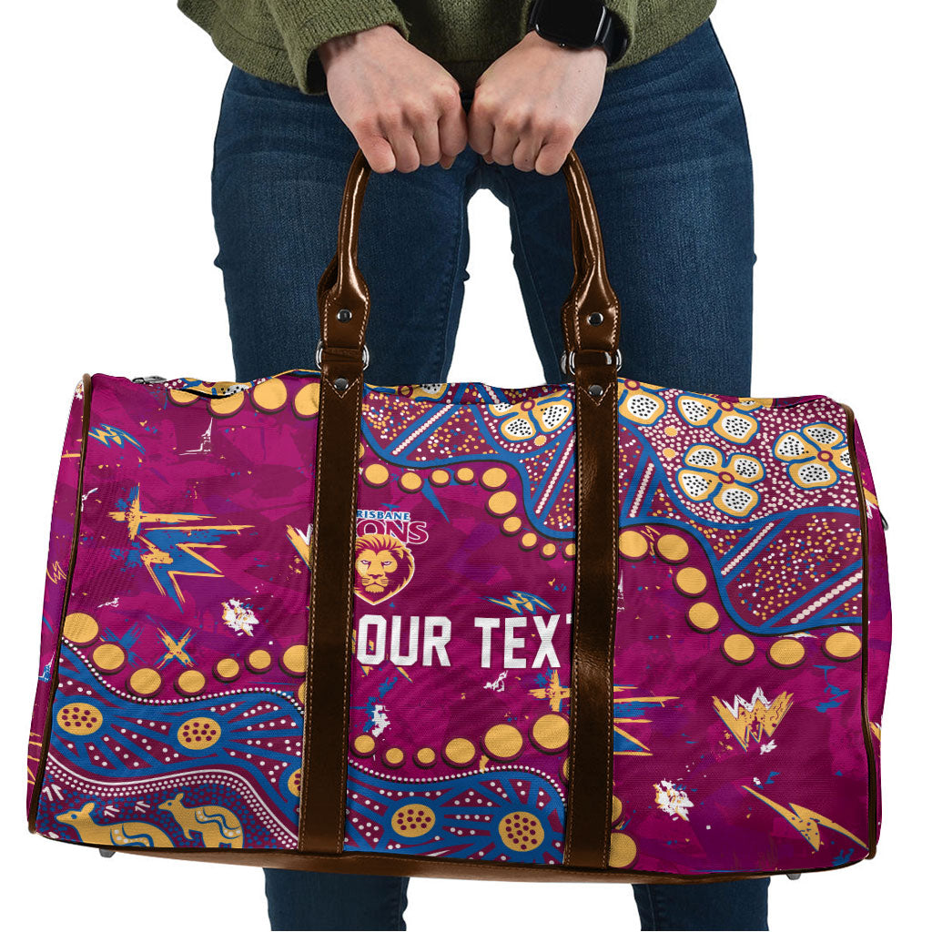 Personalized Brisbane Lions Travel Bag Aboriginal Pattern with Graffiti Style