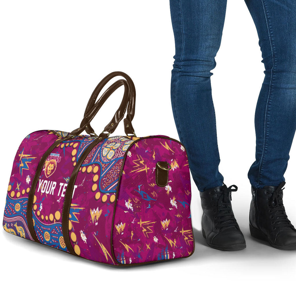 Personalized Brisbane Lions Travel Bag Aboriginal Pattern with Graffiti Style